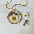 Daisy Round Pendant with Purple Accent