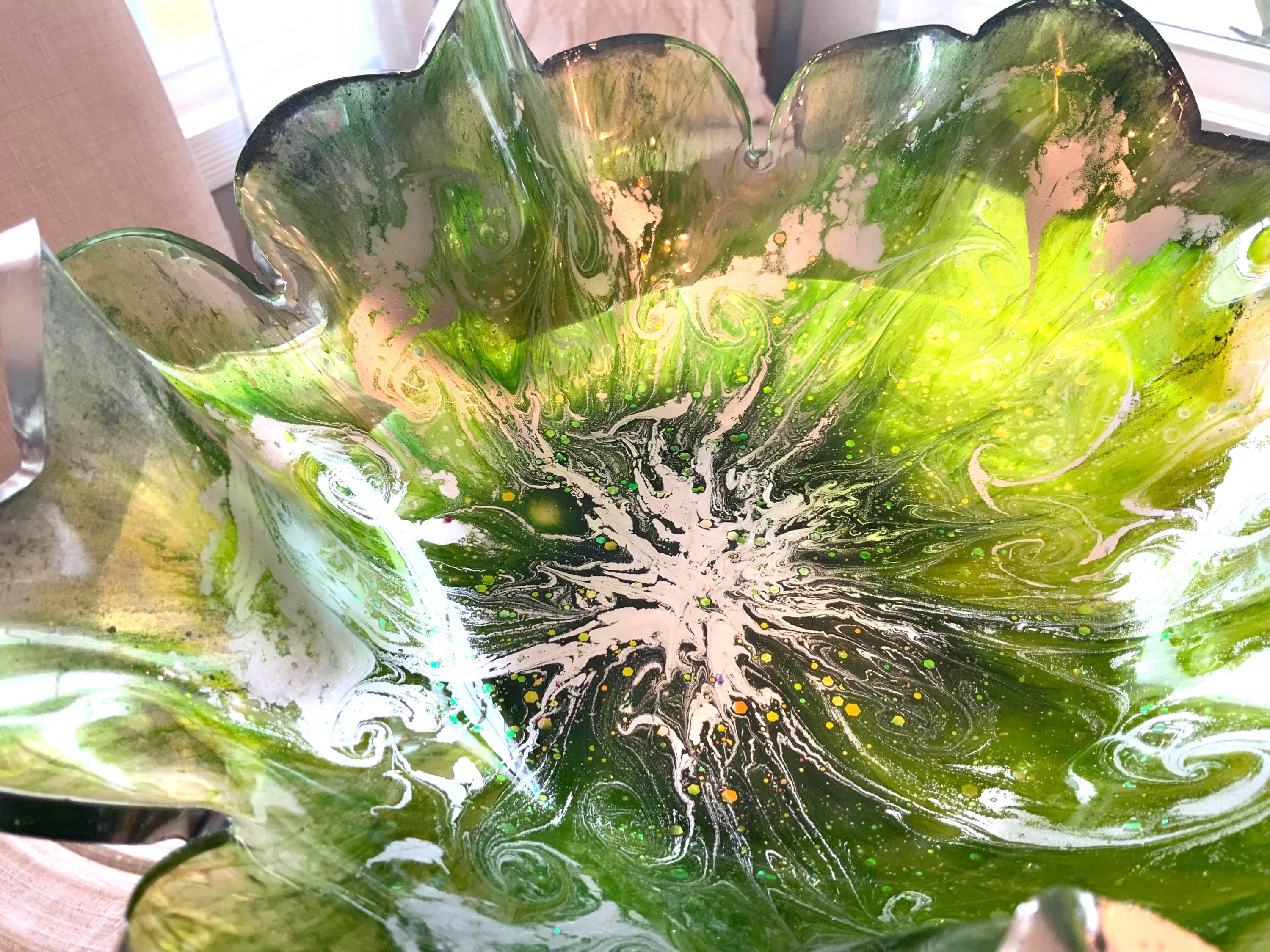 Resin Decorative Bowl – Emerald Green Swirl Epoxy Candy Dish
