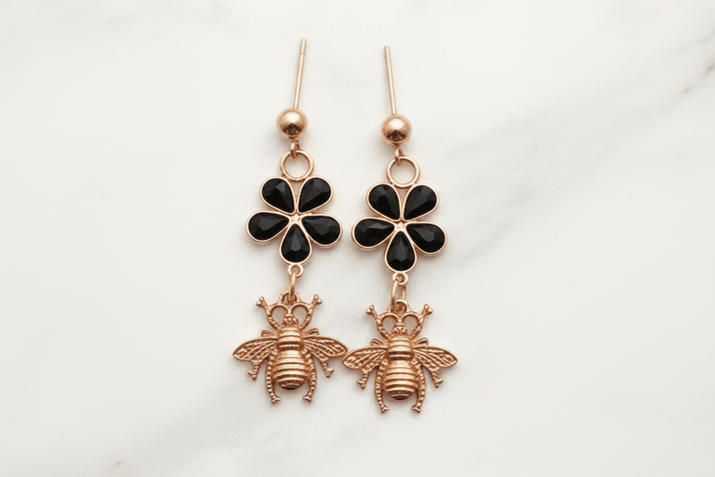 Don’t Bug Me Resin Daisy Earrings – Bee & Butterfly Charms - The Glossy Gift Shop