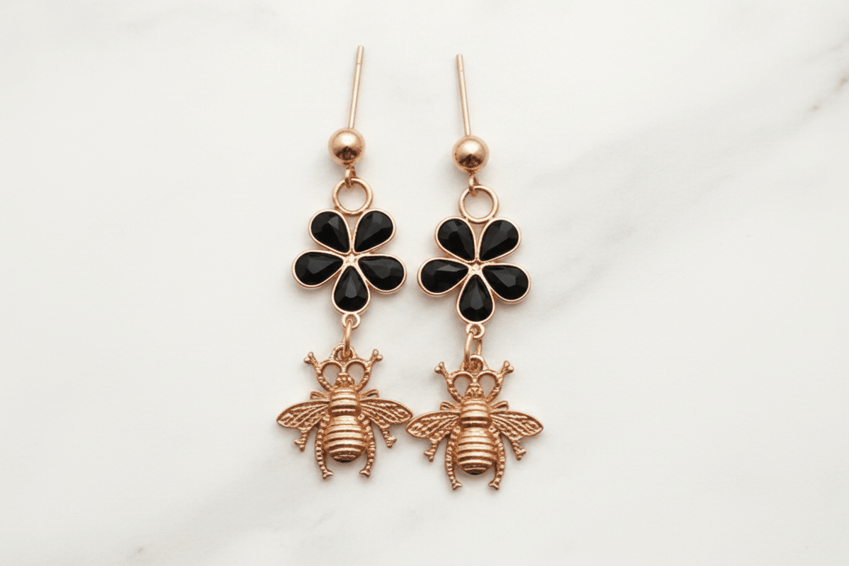Don’t Bug Me Resin Daisy Earrings – Bee & Butterfly Charms - The Glossy Gift Shop