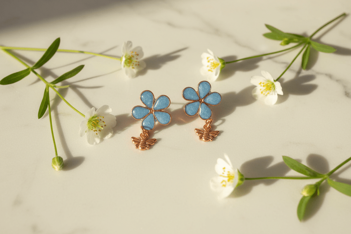 Don’t Bug Me Resin Daisy Earrings – Bee & Butterfly Charms - The Glossy Gift Shop