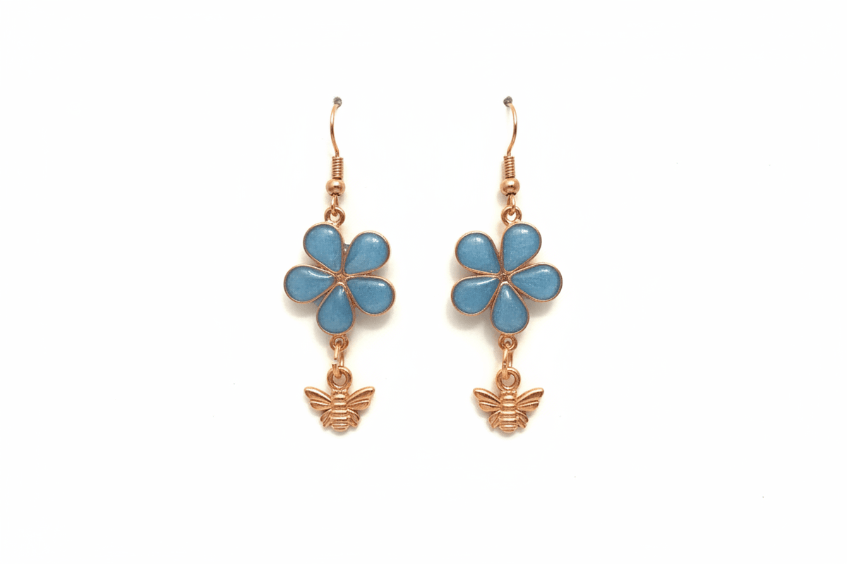 Don’t Bug Me Resin Daisy Earrings – Bee & Butterfly Charms - The Glossy Gift Shop
