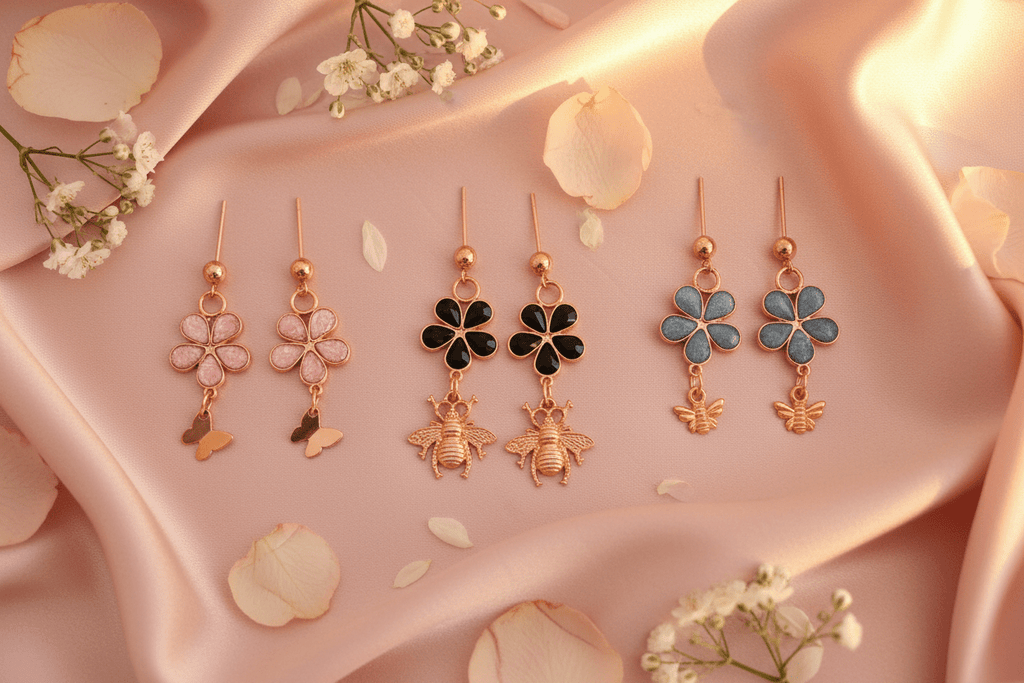 Don’t Bug Me Resin Daisy Earrings – Bee & Butterfly Charms - The Glossy Gift Shop
