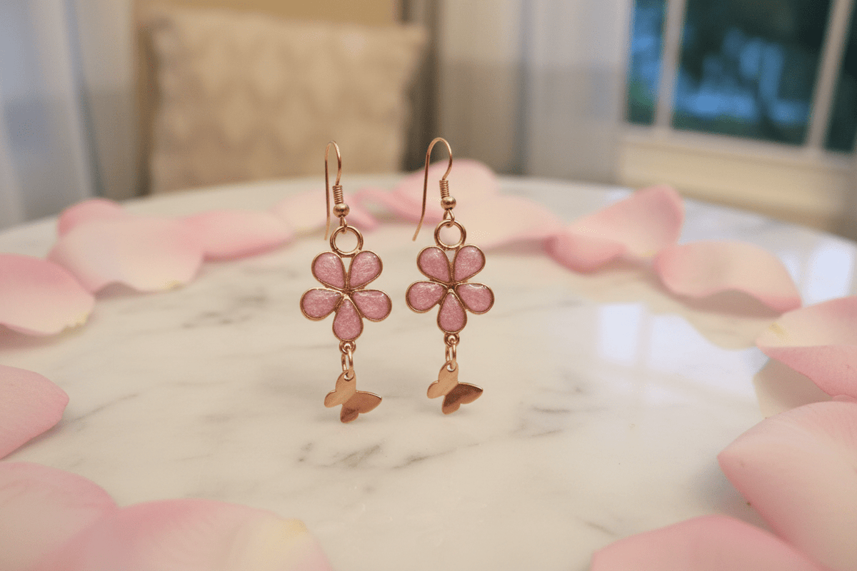 Don’t Bug Me Resin Daisy Earrings – Bee & Butterfly Charms - The Glossy Gift Shop