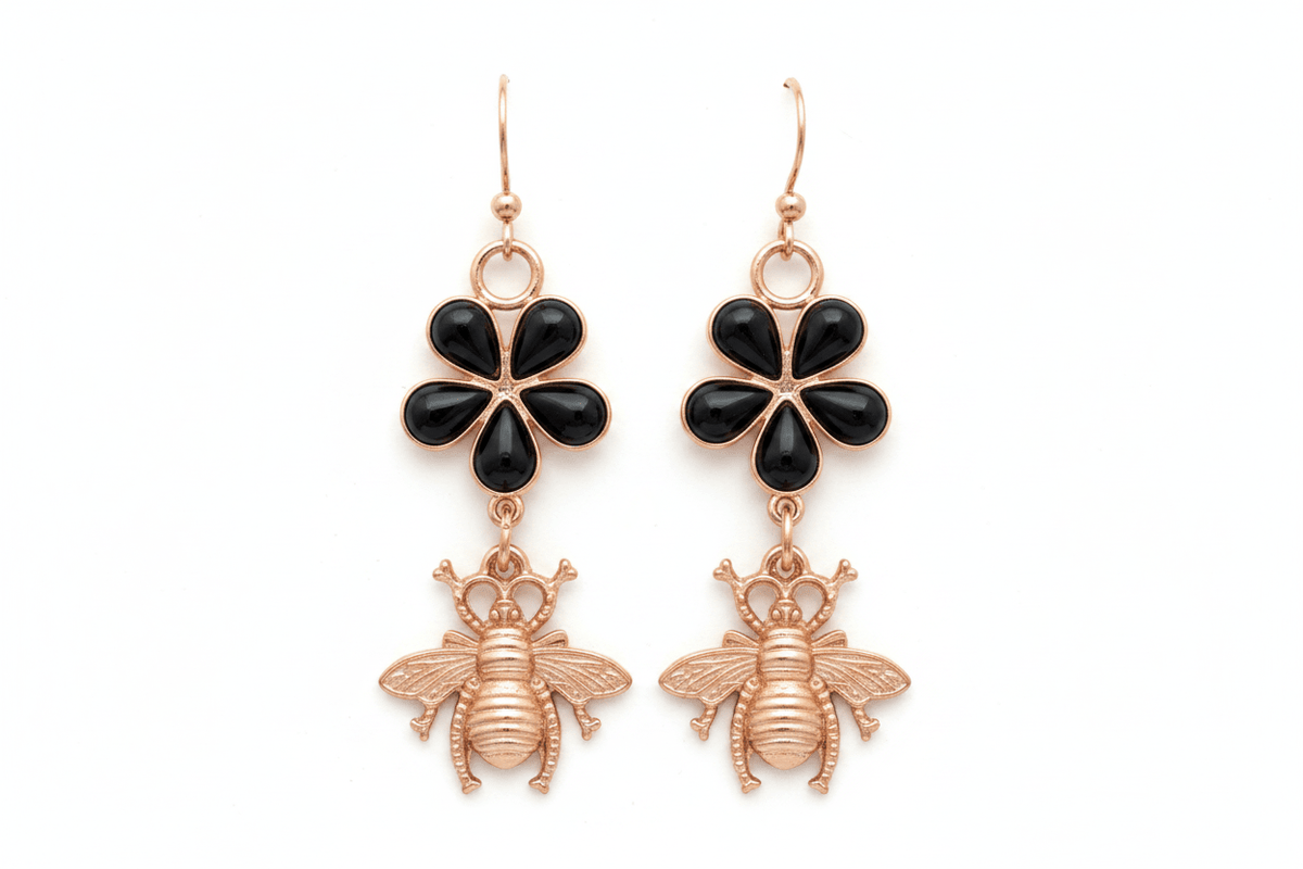 Don’t Bug Me Resin Daisy Earrings – Bee & Butterfly Charms - The Glossy Gift Shop