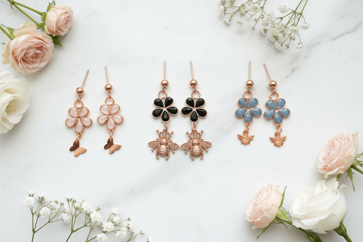 Don’t Bug Me Resin Daisy Earrings – Bee & Butterfly Charms - The Glossy Gift Shop