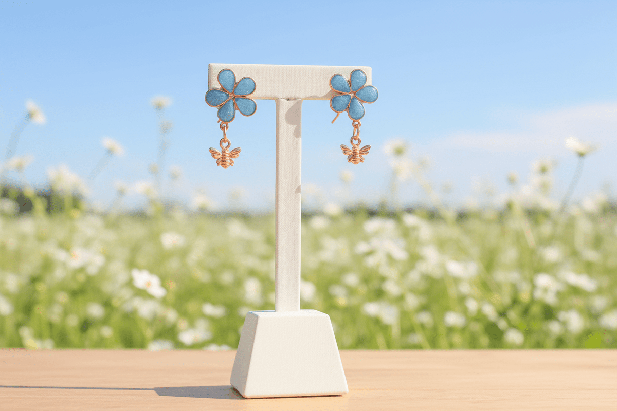 Don’t Bug Me Resin Daisy Earrings – Bee & Butterfly Charms - The Glossy Gift Shop