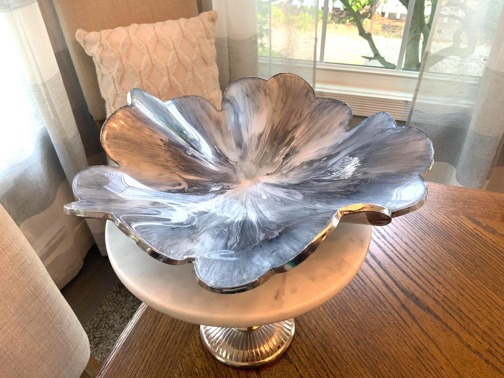 Resin Silver Metallic Bowl