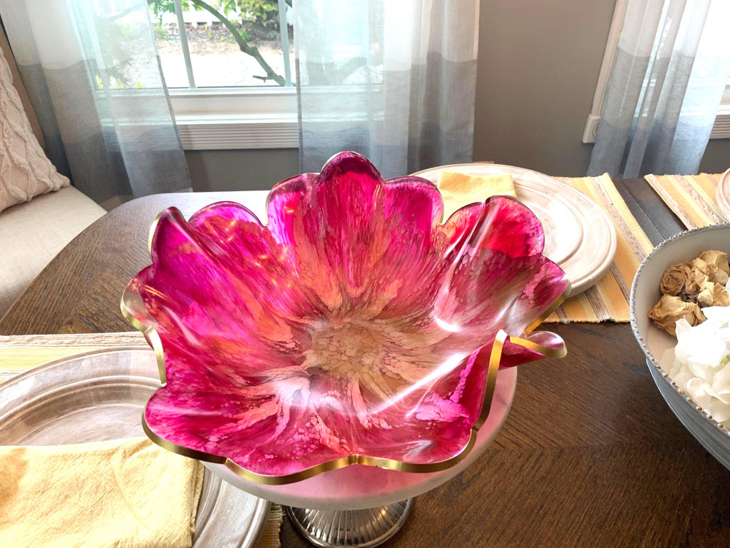 Resin Raspberry Swirl Decorative Bowl