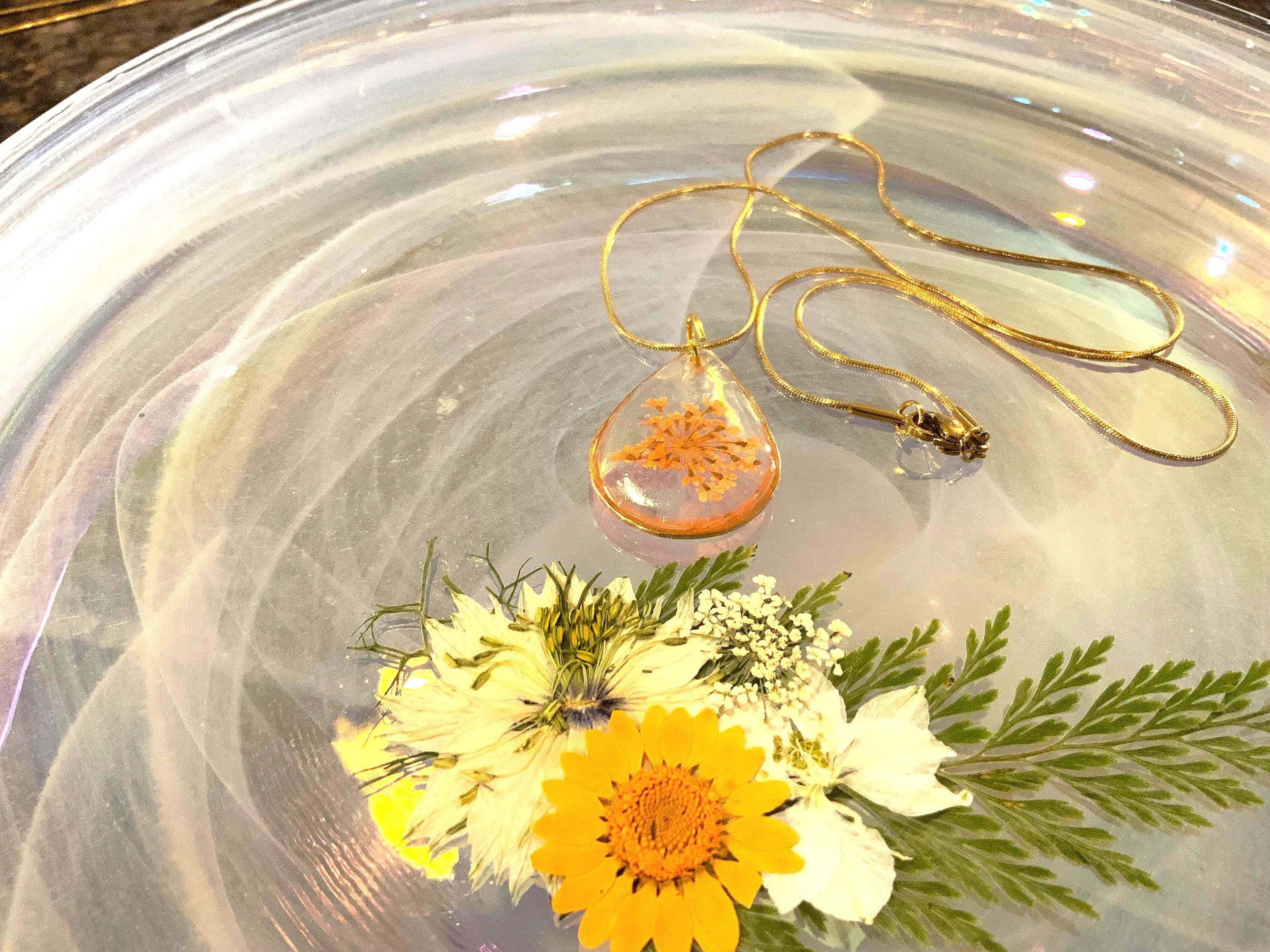 Orange Queen Ann’s Lace Pendant