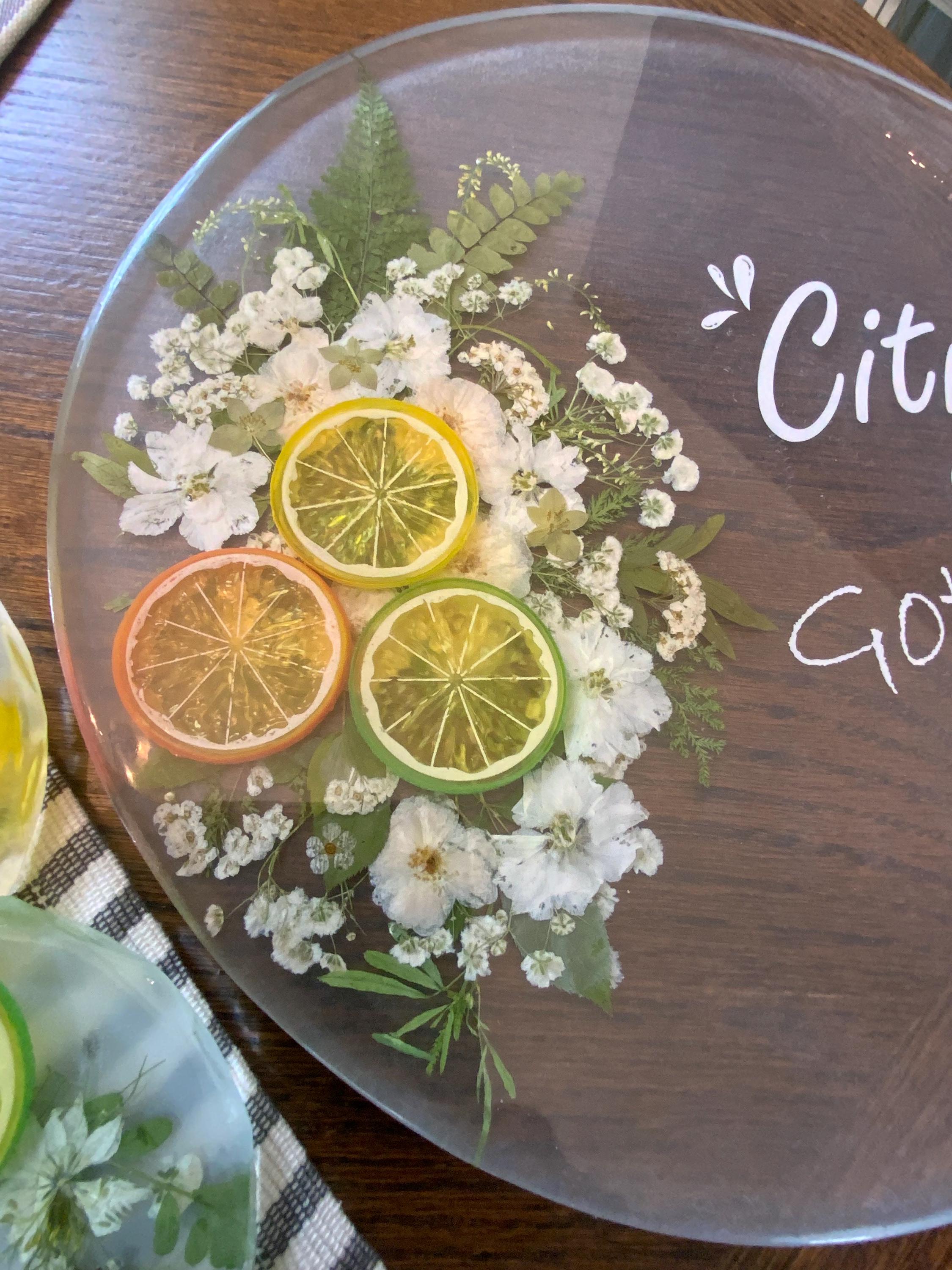 Our “Citrus Got Real” Serving Tray and Coasters