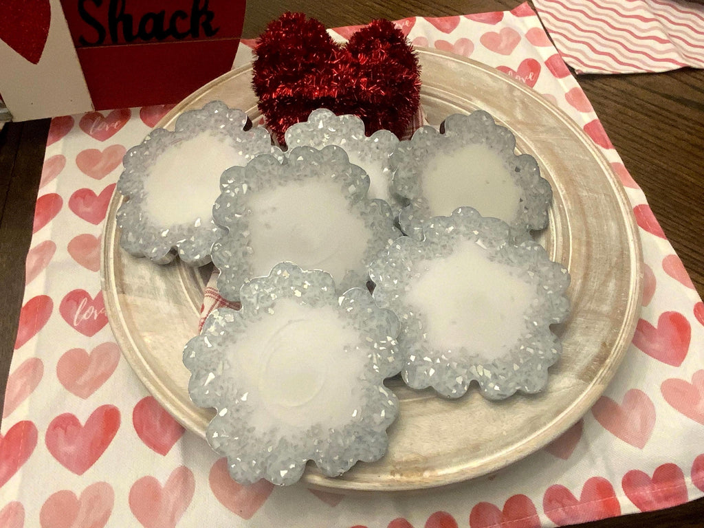 Mirror White Shimmer 6 Piece Coaster Set