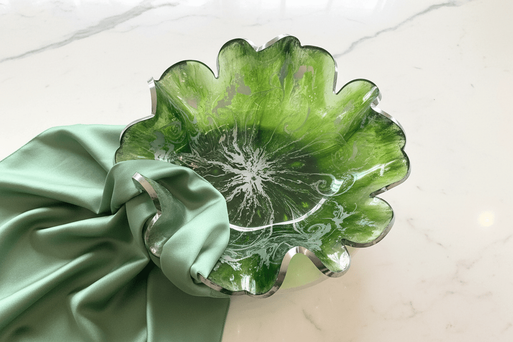 Emerald Green Resin Decorative Bowl – Iridescent Handmade Decor - The Glossy Gift Shop