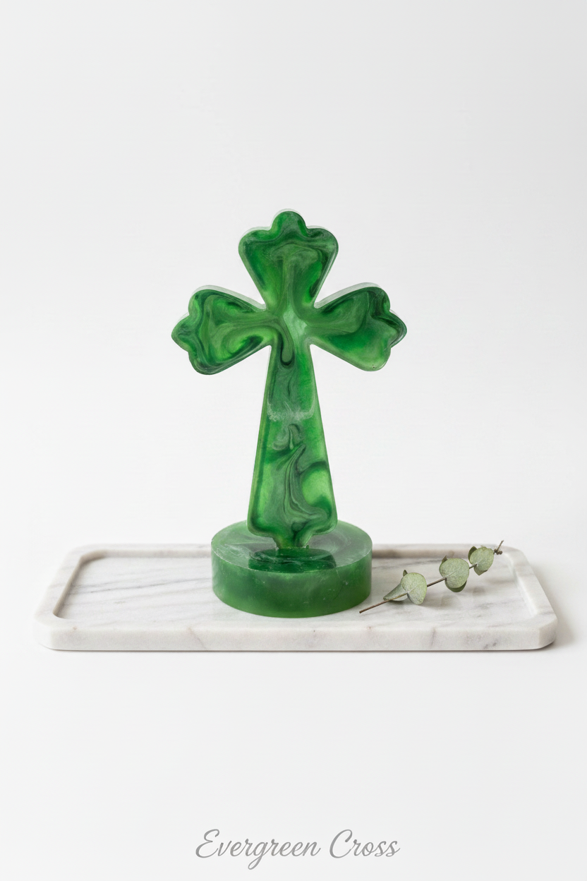 Handmade Resin Large Standing Lighted Cross – Personalized Faith Home Decor Gift