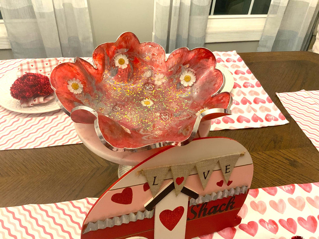 Resin Valentines Day Daisy Decorative Bowl
