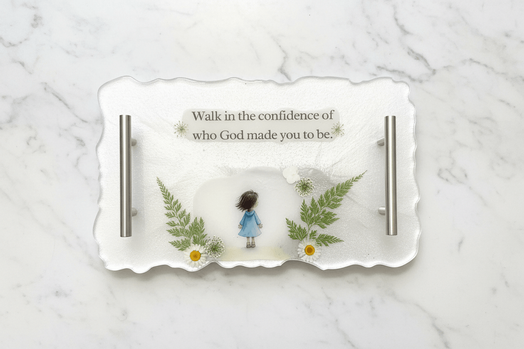 Faith-Inspired Resin Vanity Tray – Who God Made You To Be - The Glossy Gift Shop
