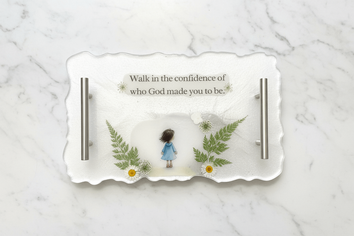 Faith-Inspired Resin Vanity Tray – Who God Made You To Be - The Glossy Gift Shop