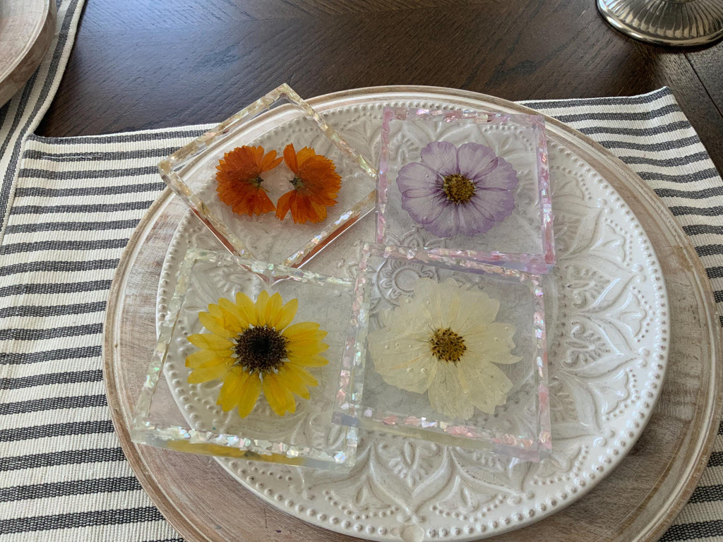 Square Floral Coaster Set of 4