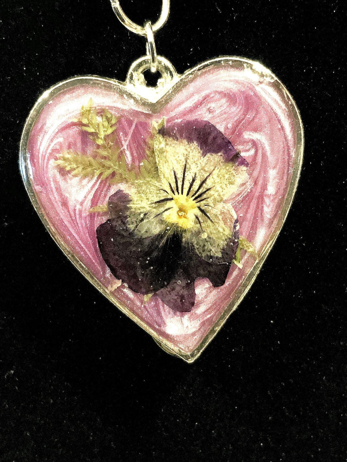 Flippable Lilac Heart Resin Necklace – Two-Sided Handmade Pendant - The Glossy Gift Shop