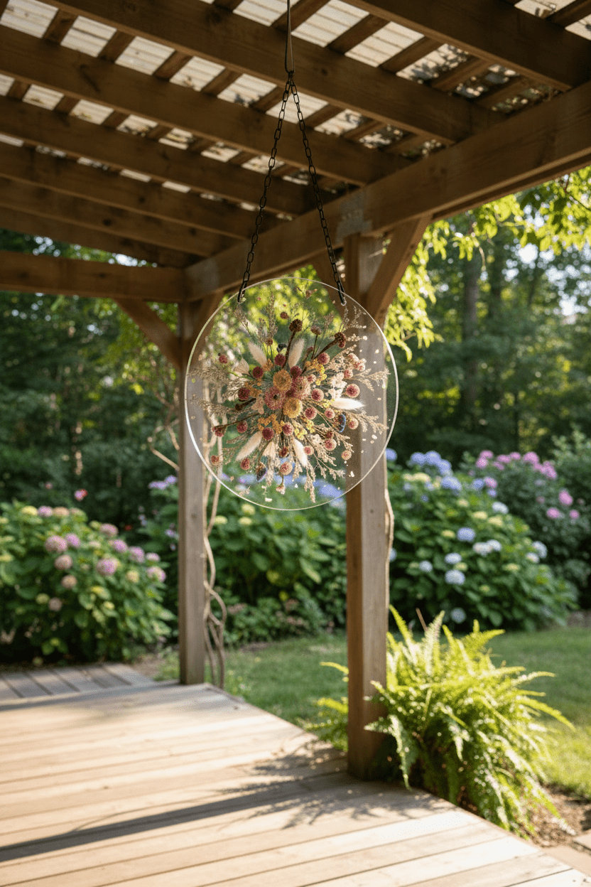 Floral & Abalone Resin Window Art – Handmade Suncatcher - The Glossy Gift Shop