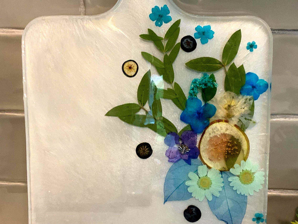 Floral & Berry Resin Charcuterie Board – Handmade Botanical Serving Board - The Glossy Gift Shop