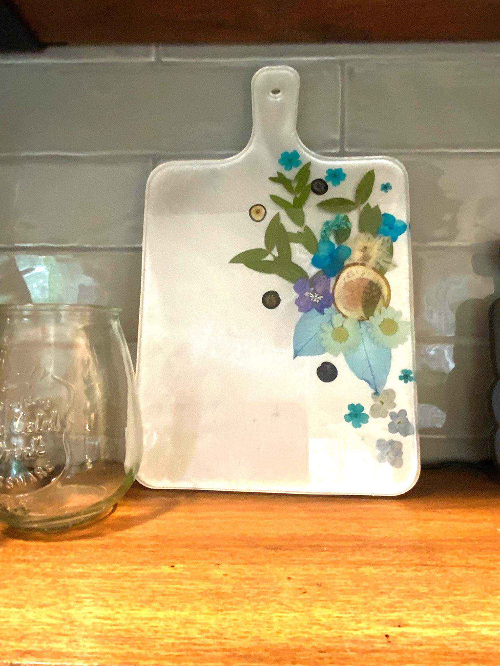 Floral & Berry Resin Charcuterie Board – Handmade Botanical Serving Board - The Glossy Gift Shop