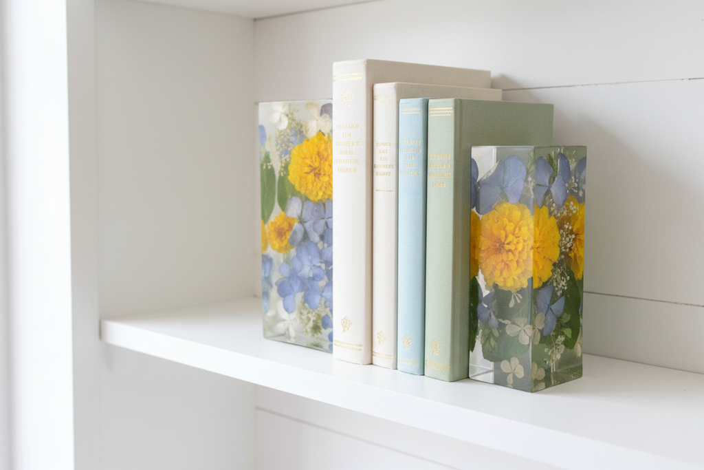 Floral Bookends - Clean Shelf
