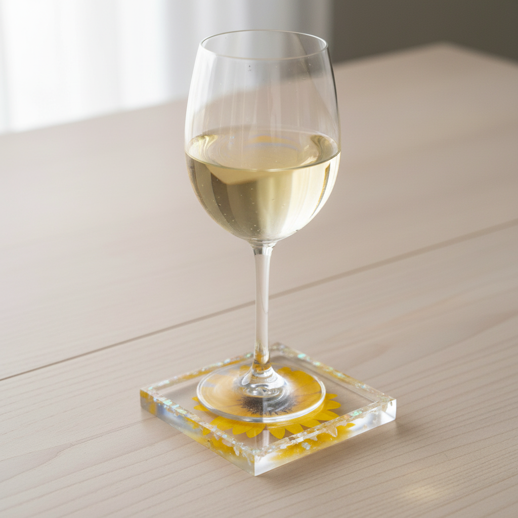 Floral Coaster with Wine Glass