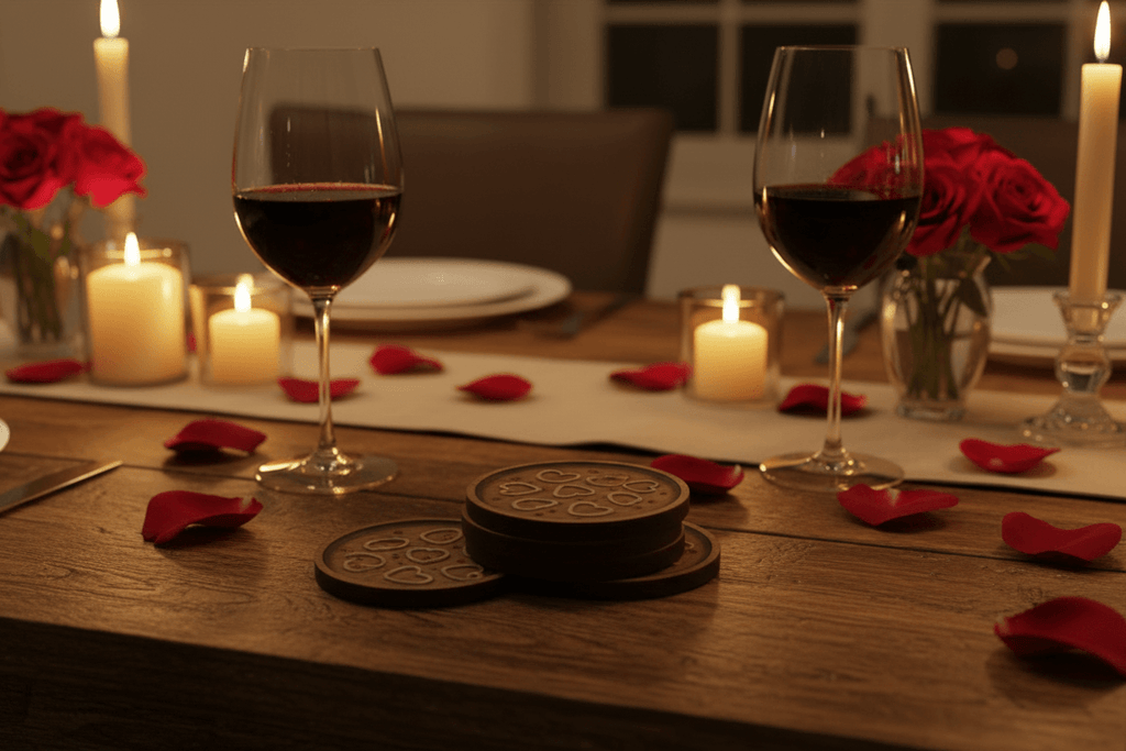 Floral Heart Resin Coaster Set – Handmade Set of 4 - The Glossy Gift Shop