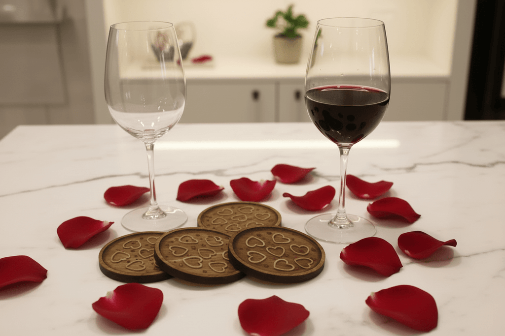 Floral Heart Resin Coaster Set – Handmade Set of 4 - The Glossy Gift Shop