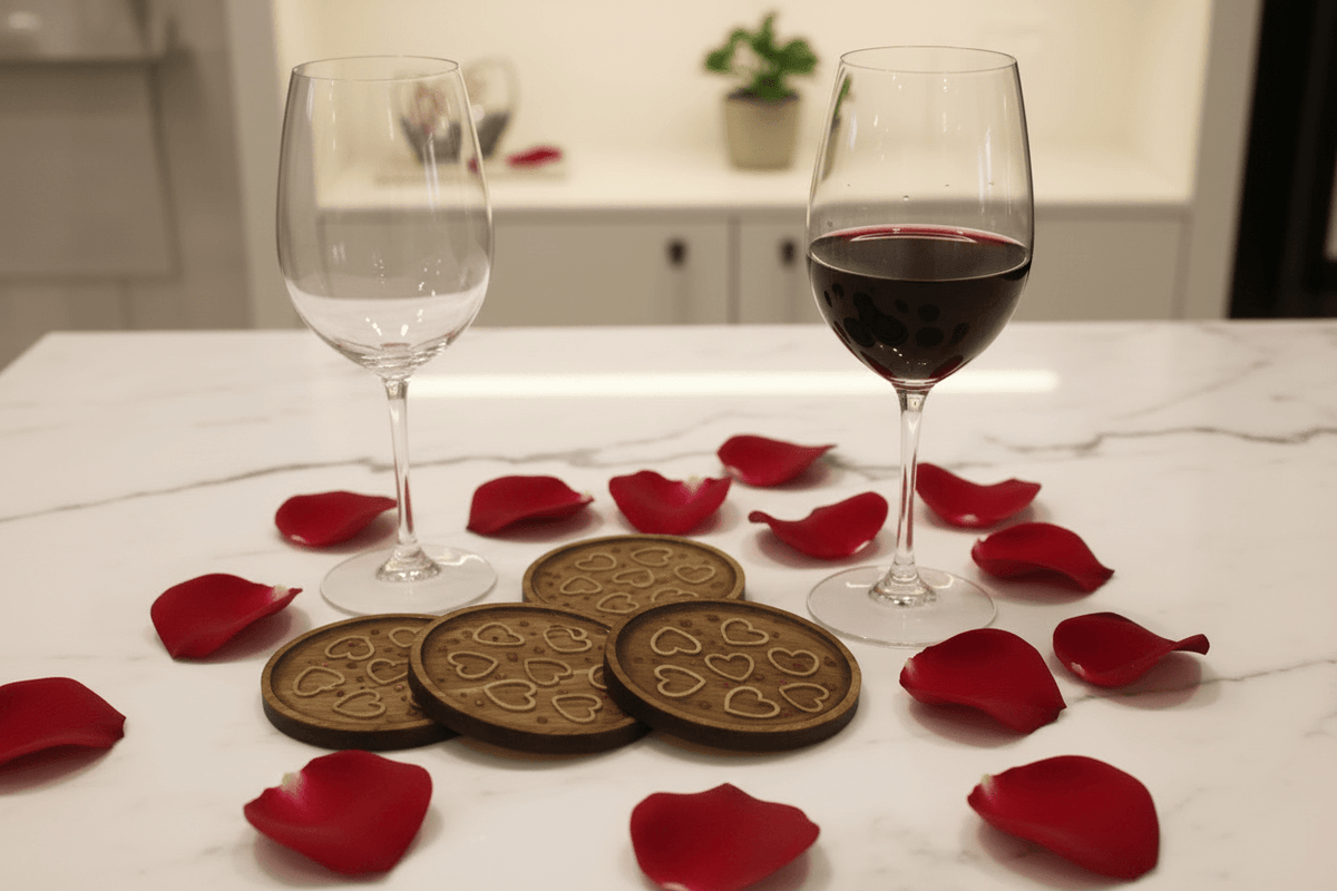Floral Heart Resin Coaster Set – Handmade Set of 4 - The Glossy Gift Shop