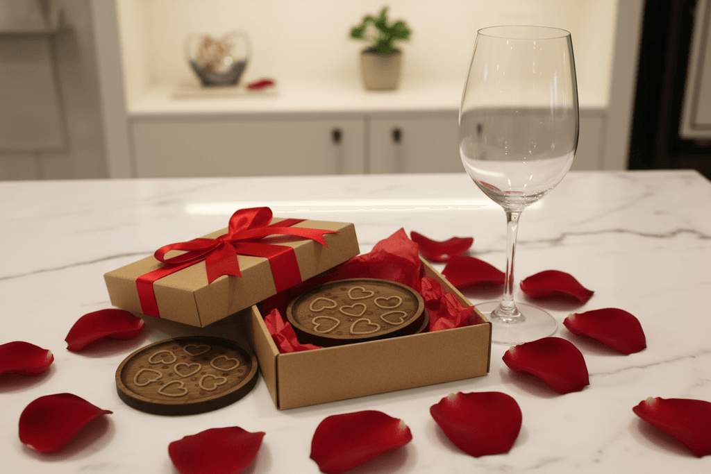 Floral Heart Resin Coaster Set – Handmade Set of 4 - The Glossy Gift Shop