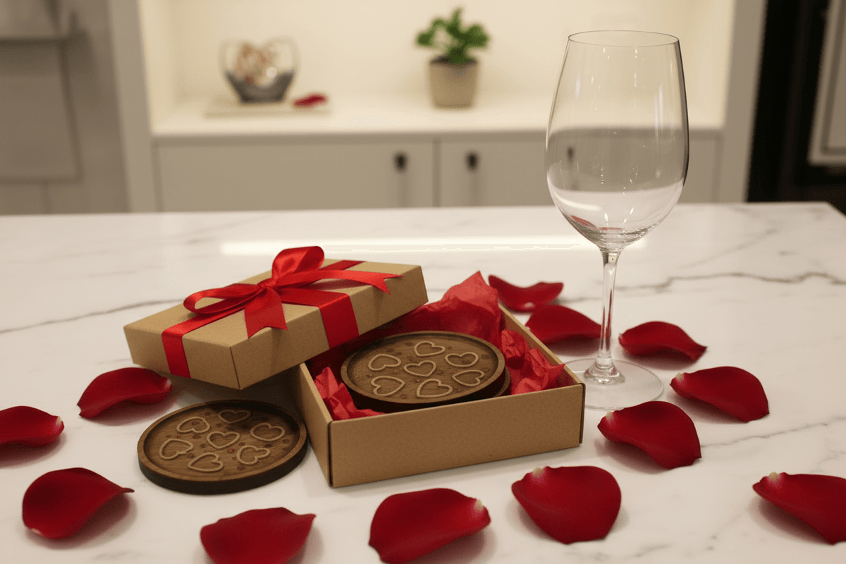 Floral Heart Resin Coaster Set – Handmade Set of 4 - The Glossy Gift Shop