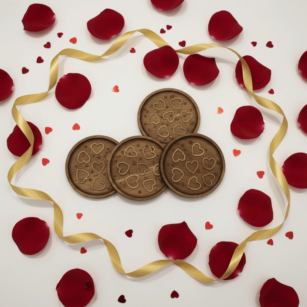 Floral Heart Resin Coaster Set – Handmade Set of 4 - The Glossy Gift Shop