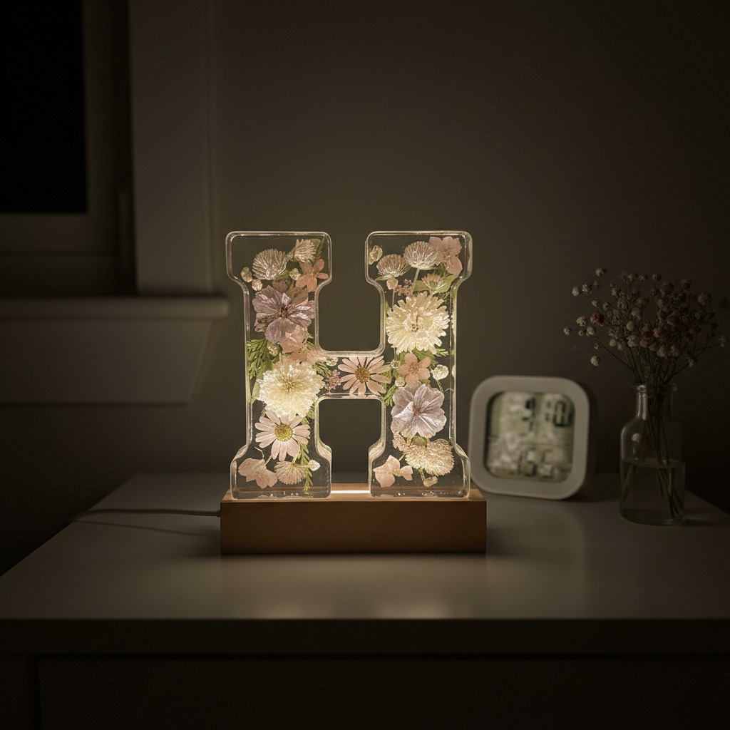 Floral Lighted Letter Night Light
