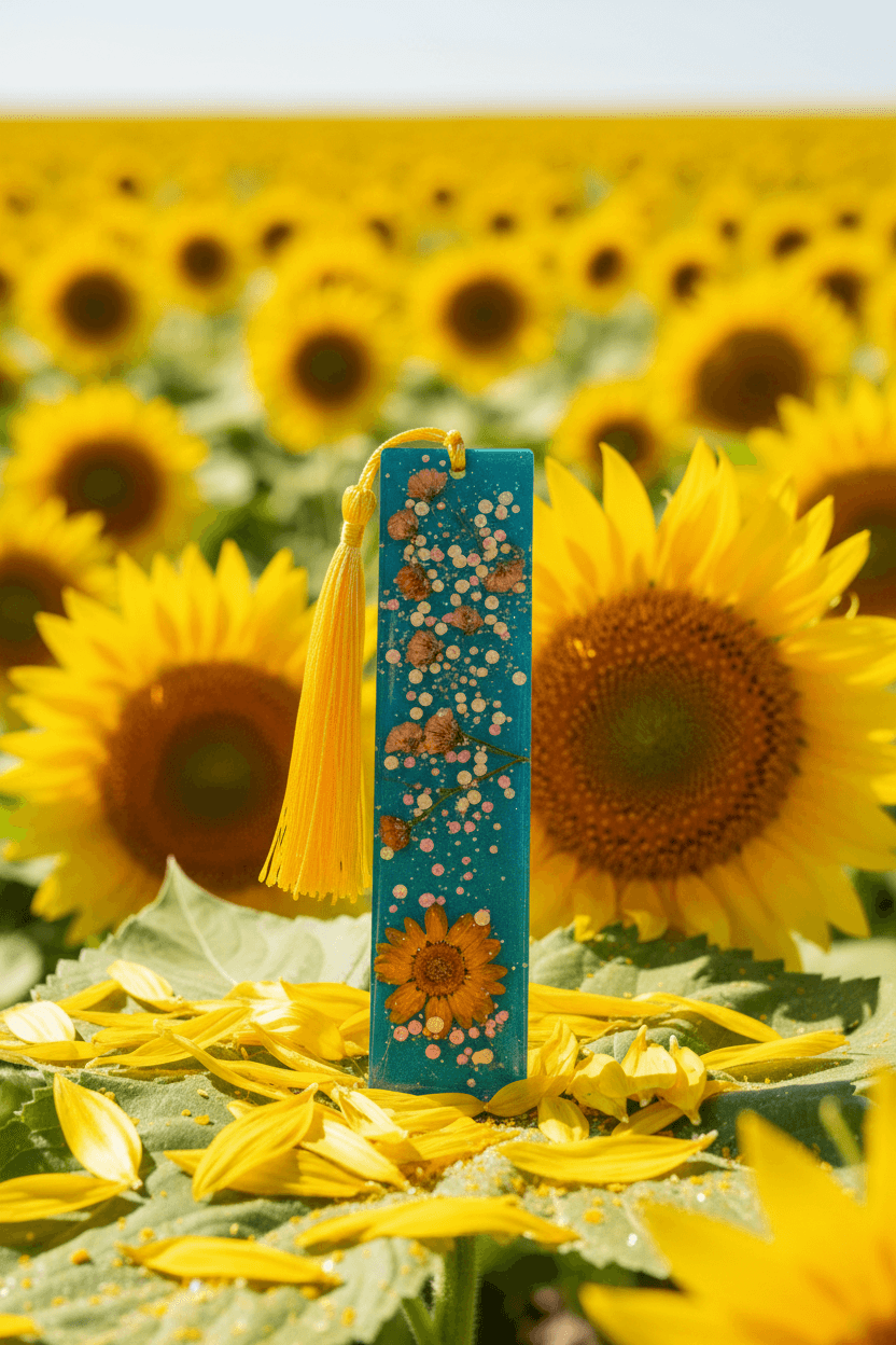 Floral Resin Bookmark with Tassel – Choose Pink, Orange or Purple - The Glossy Gift Shop