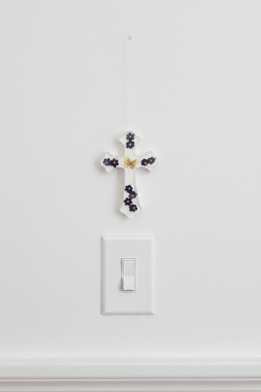 Floral Resin Cross – Christening, Baptism & Communion Gift - The Glossy Gift Shop