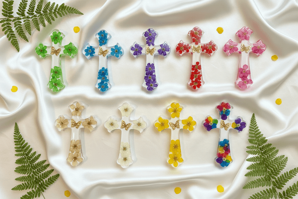 Floral Resin Cross – Christening, Baptism & Communion Gift - The Glossy Gift Shop