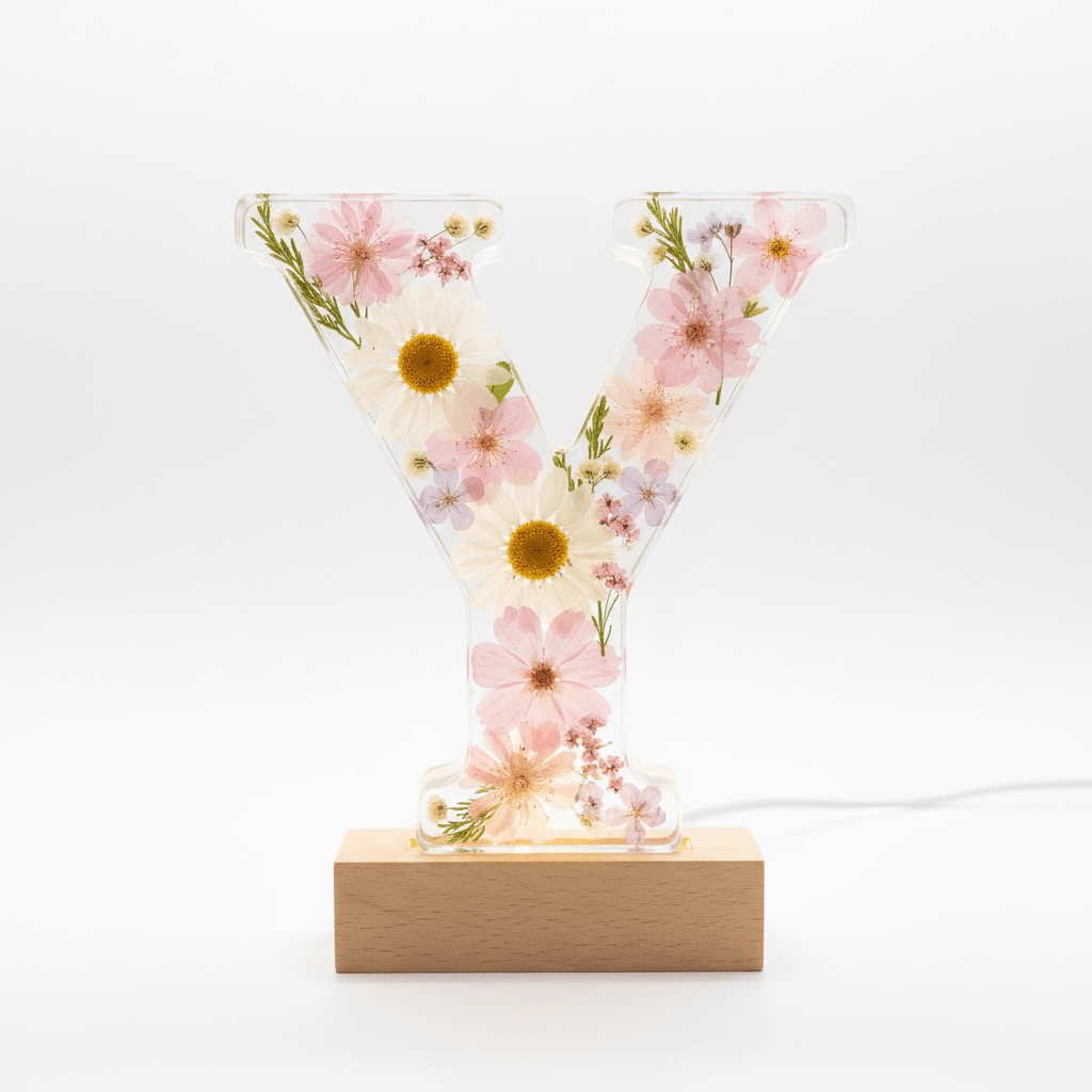 Floral Resin Lighted Letter – Personalized LED Night Light - The Glossy Gift Shop