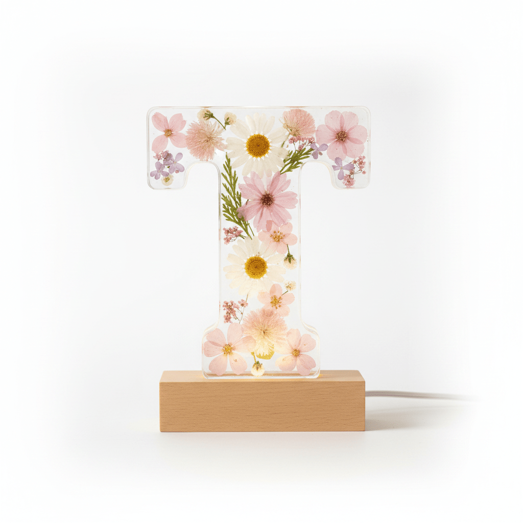 Floral Resin Lighted Letter – Personalized LED Night Light - The Glossy Gift Shop