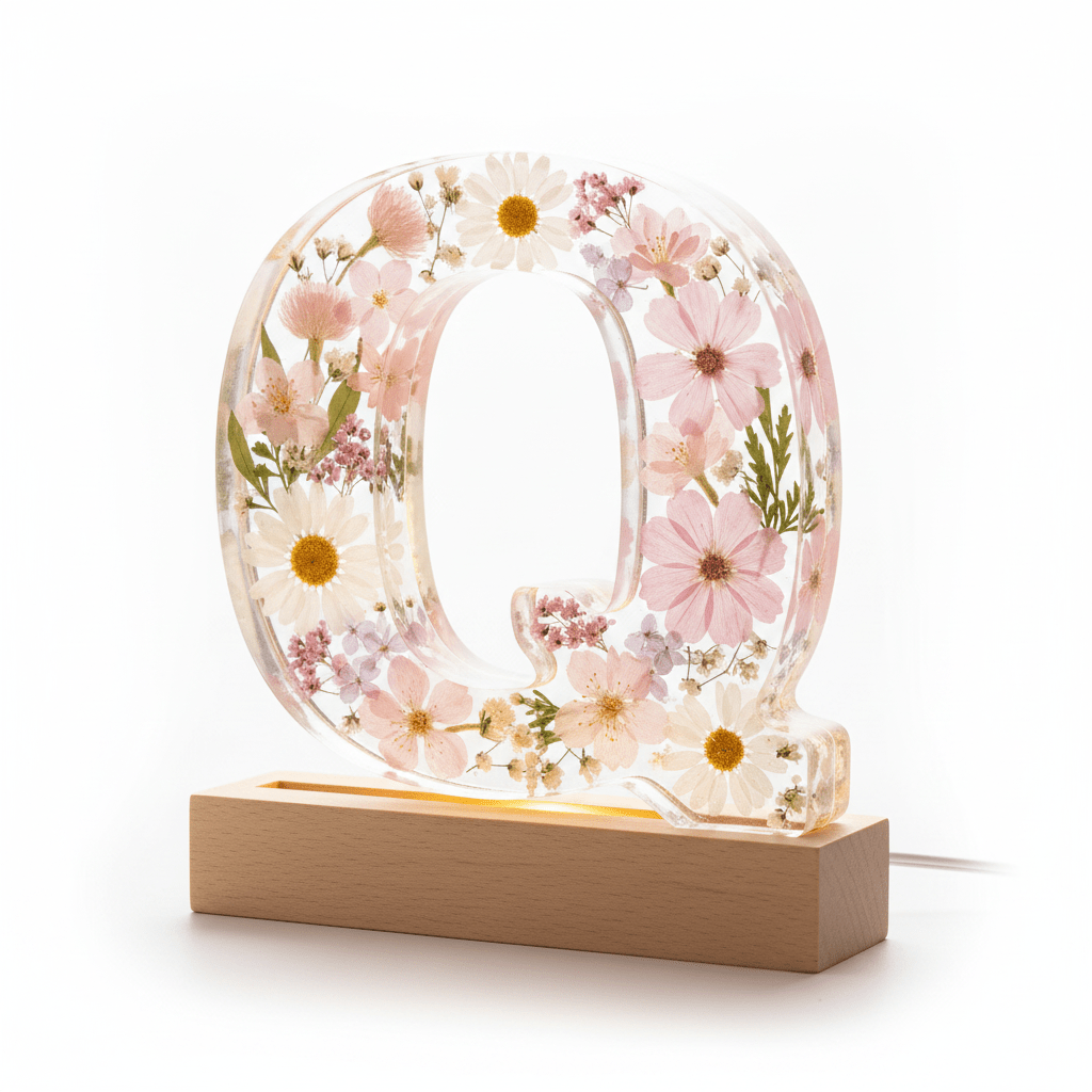 Floral Resin Lighted Letter – Personalized LED Night Light - The Glossy Gift Shop