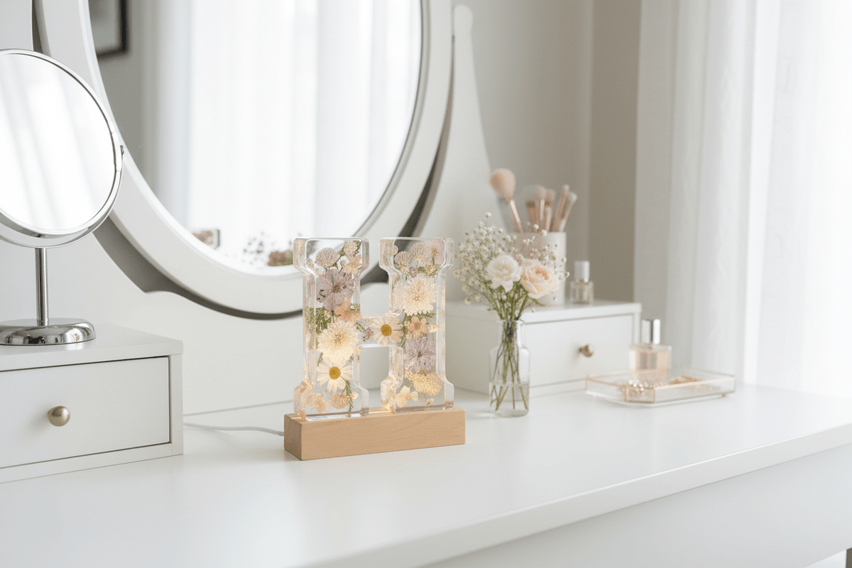 Floral Resin Lighted Letter – Personalized LED Night Light - The Glossy Gift Shop
