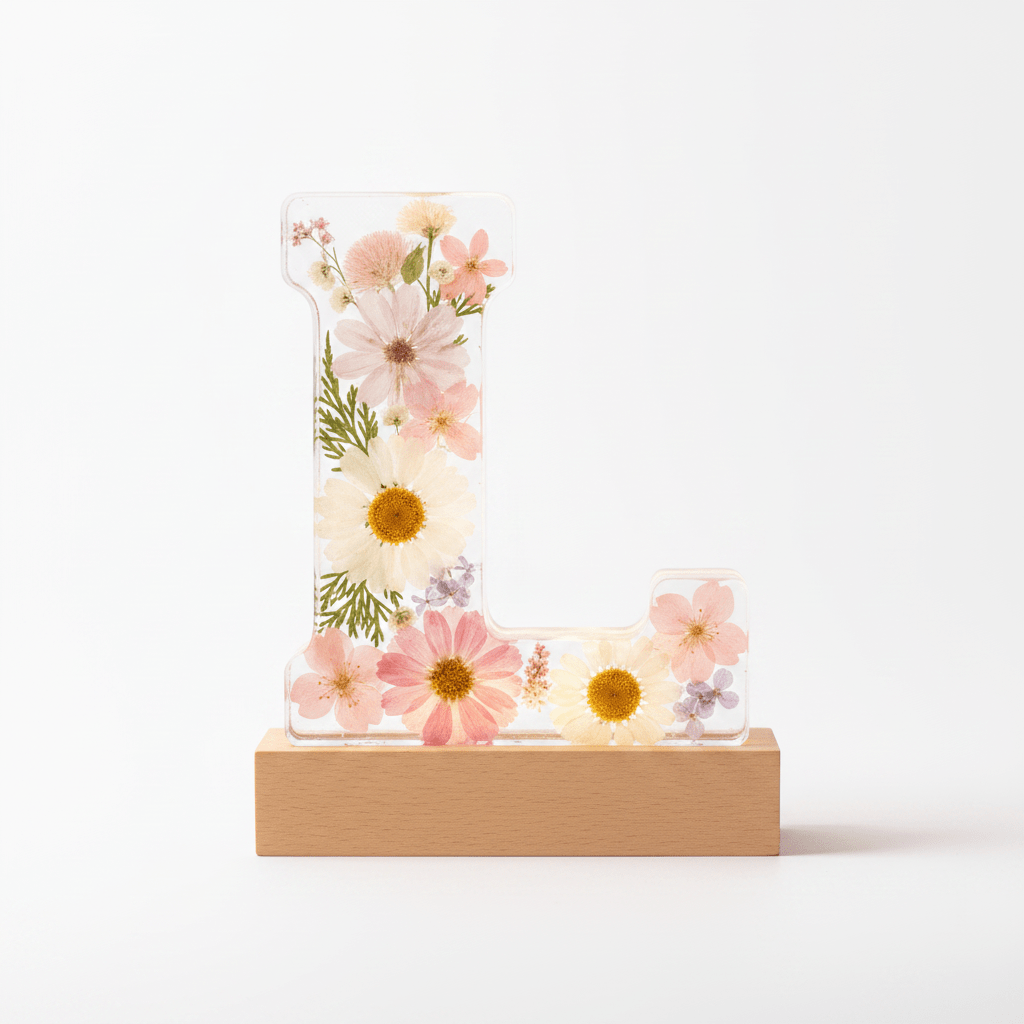Floral Resin Lighted Letter – Personalized LED Night Light - The Glossy Gift Shop
