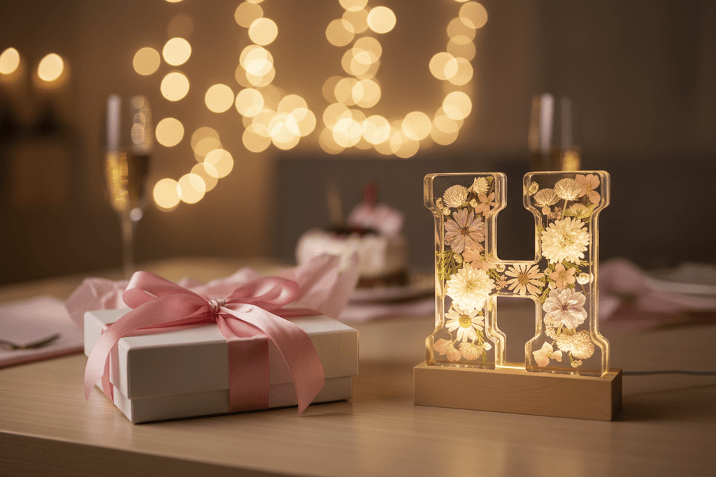 Floral Resin Lighted Letter – Personalized LED Night Light - The Glossy Gift Shop