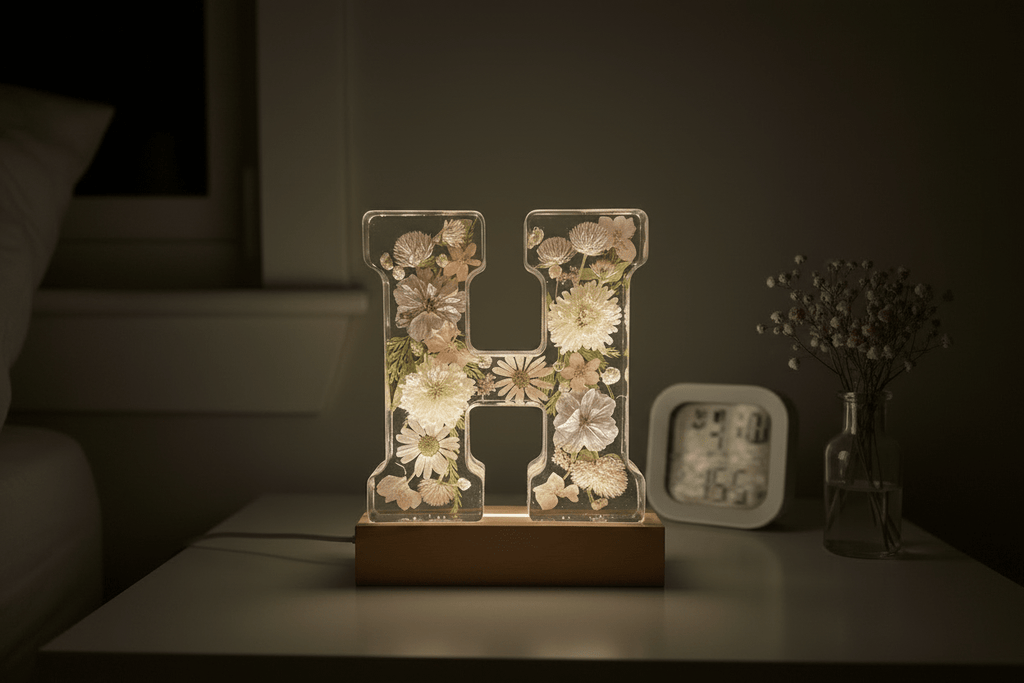 Floral Resin Lighted Letter – Personalized LED Night Light - The Glossy Gift Shop