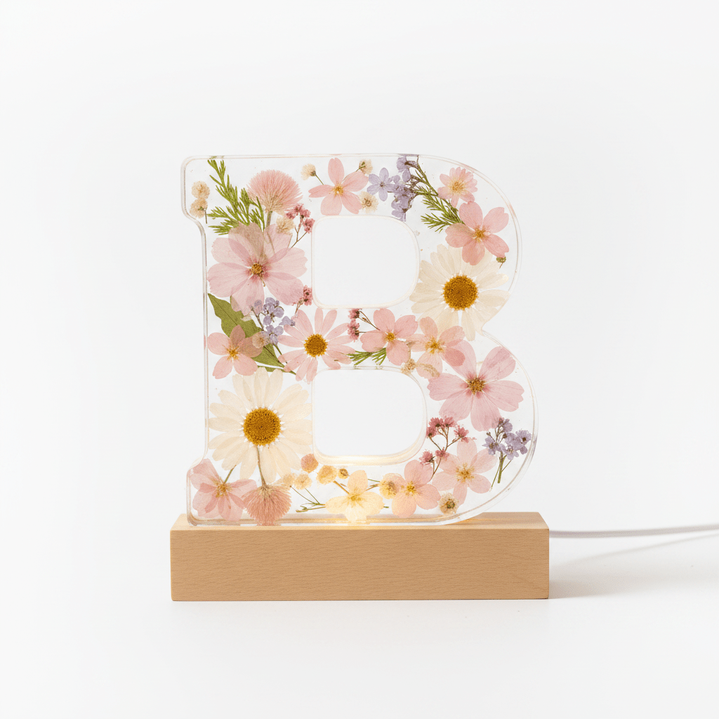 Floral Resin Lighted Letter – Personalized LED Night Light - The Glossy Gift Shop