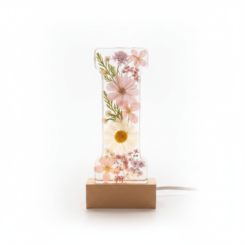 Floral Resin Lighted Letter – Personalized LED Night Light - The Glossy Gift Shop