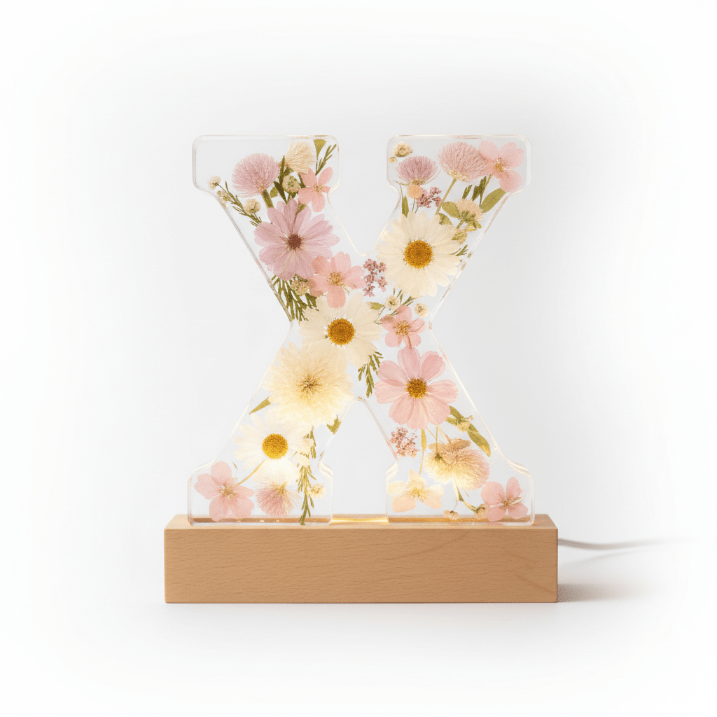 Floral Resin Lighted Letter – Personalized LED Night Light - The Glossy Gift Shop
