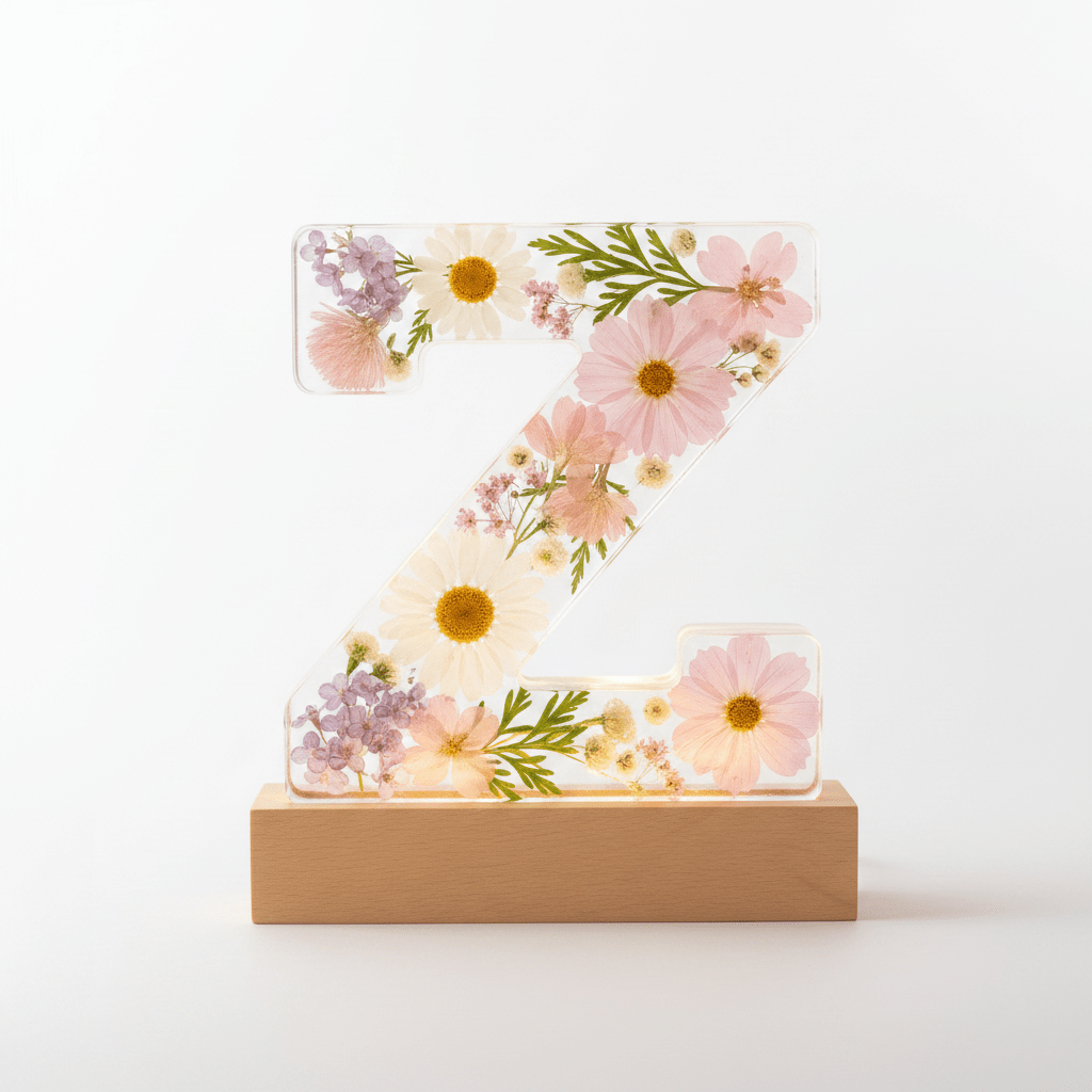 Floral Resin Lighted Letter – Personalized LED Night Light - The Glossy Gift Shop