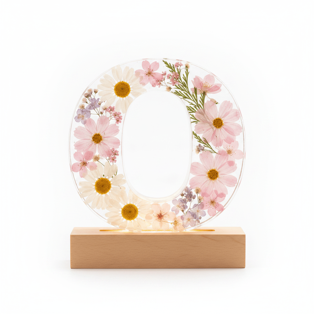 Floral Resin Lighted Letter – Personalized LED Night Light - The Glossy Gift Shop